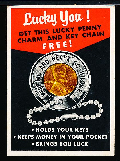 1957 Topps Baseball- Lucky Penny Insert Card