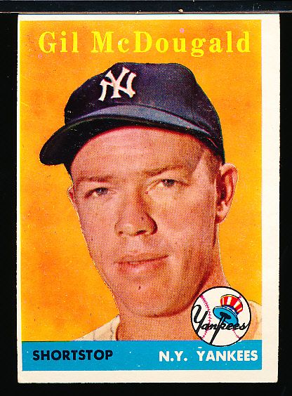 1958 Topps Baseball- #20 Gil McDougald, Yankees- Yellow Letter Variation 