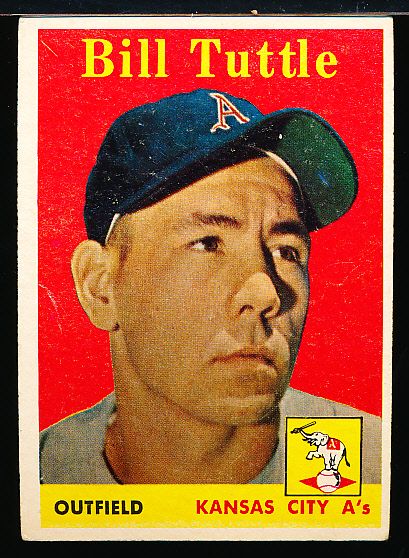 1958 Topps Baseball- #23 Bill Tuttle, KC A’s- Yellow Letter Variation
