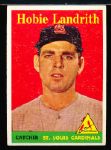 1958 Topps Baseball- #24 Hobie Landrith, Cardinals- Yellow Letter Variation