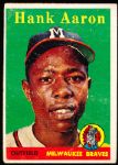 1958 Topps Baseball- #30 Hank Aaron, Milwaukee Braves- Yellow Letter Variation