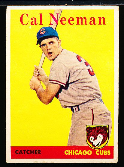 1958 Topps Baseball- #33 Cal Neeman, Cubs- Yellow Team Variation