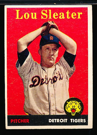 1958 Topps Baseball- #46 Lou Sleater, Tigers- Yellow Team Variation
