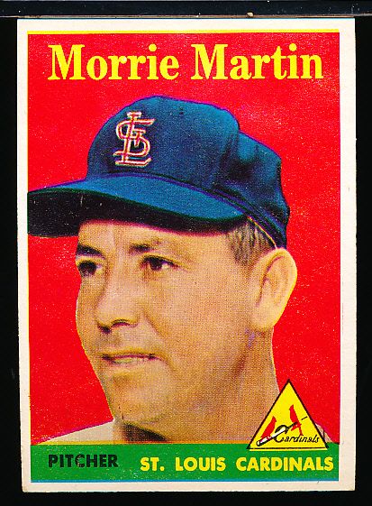 1958 Topps Baseball- #53 Morrie Martin, Cardinals- Yellow Letter Variation