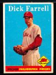 1958 Topps Baseball- #76 Dick Farrell, Phillies- Yellow Team Variation