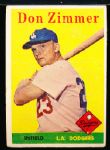 1958 Topps Baseball- #77 Don Zimmer, Dodgers- Yellow Team Variation
