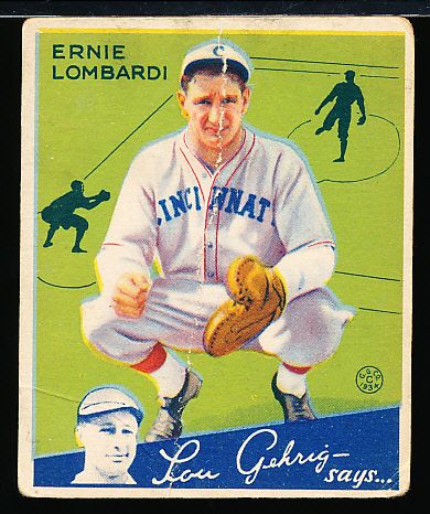 1934 Goudey Baseball- #35 Ernie Lombardi, Reds- Hall of Famer!
