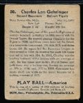 1939 Playball Bb- #50 Charlie Gehringer, Tigers