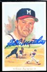 1989 Perez-Steele Celebration Bsbl. Postcard- #30 Eddie Mathews, Braves- Autographed