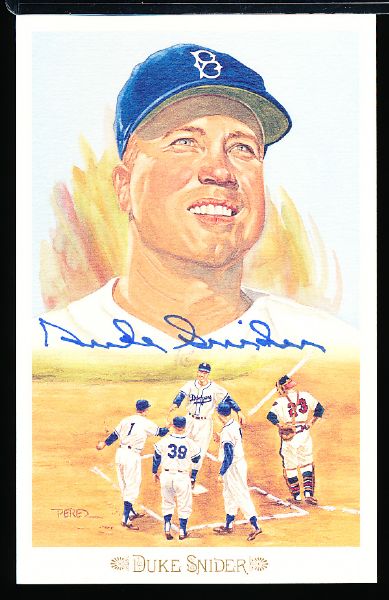 1989 Perez-Steele Celebration Bsbl. Postcard- #38 Duke Snider, Brooklyn Dodgers- Autographed