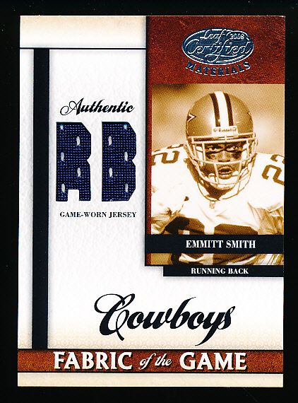 2008 Leaf Certified Materials Ftbl. “Tools of the Game Material Silver” #23 Emmitt Smith, Cowboys- #14/50