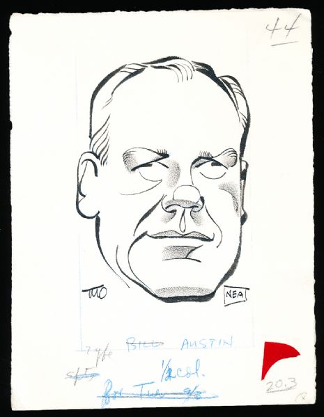 Murray Olderman Original Drawing- Bill Austin, Football