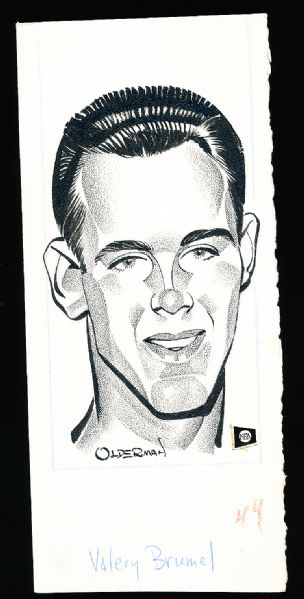 Murray Olderman Original Drawing- Valeriy Brumel, Olympic High Jump