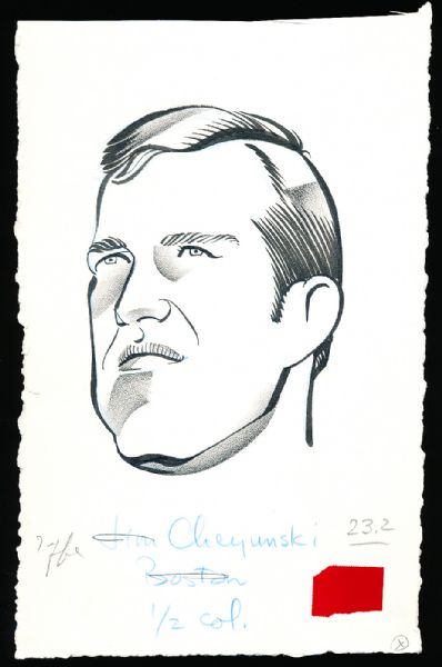 Murray Olderman Original Drawing- Jim Cheyunski, Football