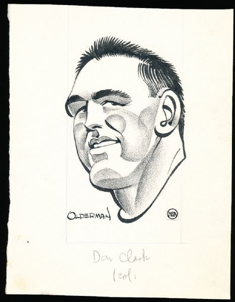 Murray Olderman Original Drawing- Don Clark, Football