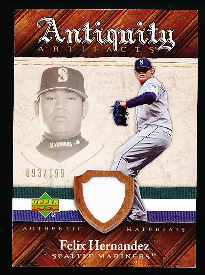 2007 Artifacts Bb- “Antiquity Artifacts”- #AA-FH Felix Hernandez, Mariners- #93/199
