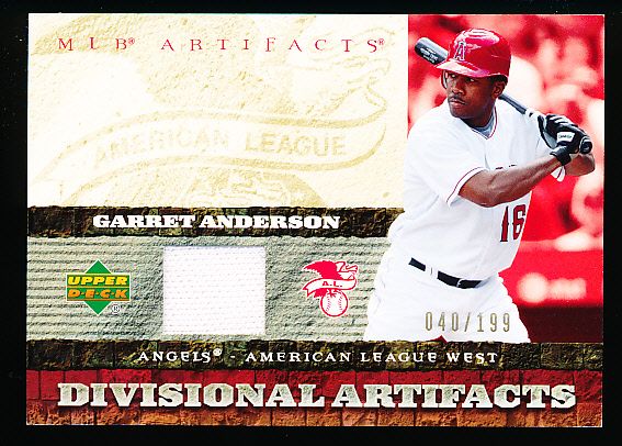 2007 Artifacts Bb- “Divisional Artifacts”- #DA-GA Garrett Anderson, Angels- #40/199