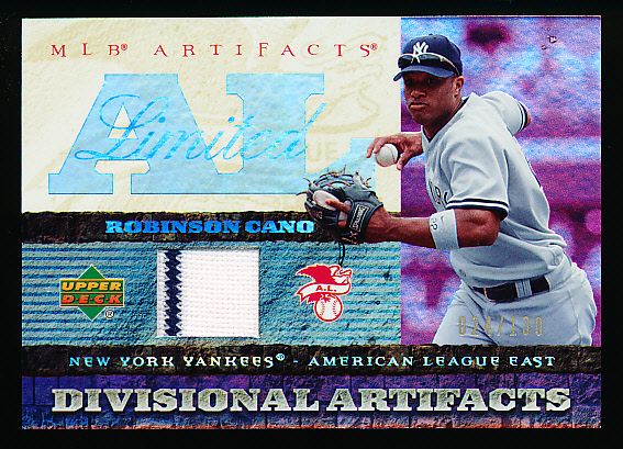 2007 Artifacts Bb- “Divisional Artifacts Limited”- #DA-CA Robinson Cano, Yankees- #24/130