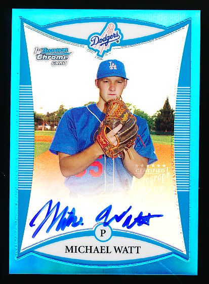 2008 Bowman Chrome Prospects Bb- “Blue Refractor”- #BCP261 Michael Watt AU RC, Dodgers- #102/150