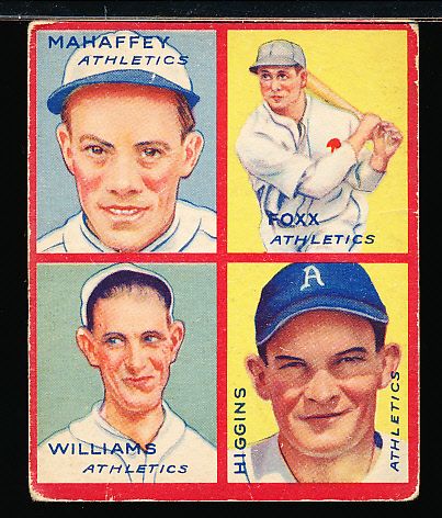 1935 Goudey Bb- 4 in1 - #7B Jimmie Foxx, Higgins,Mahaffey/Williams(A’s)