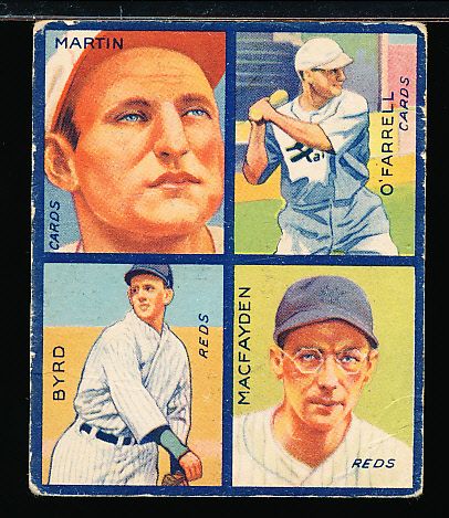 1935 Goudey Bb- 4 in 1 - #7F Byrd,MacFayden, Martin, O’Farrell (Reds/ Cardinals)
