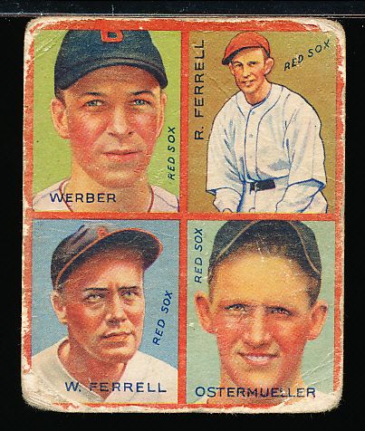 1935 Goudey Bb- 4 in 1 - #8G R. Ferrell, W. Ferrell, Osternueller, Werber(Red Sox)