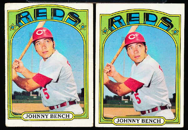 1972 Topps Bb- #433 Johnny Bench- 2 Cards