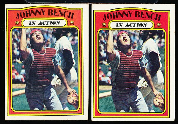 1972 Topps Bb- #434 Johnny Bench IA- 2 Cards