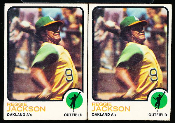 1973 Topps Bb- #255 Reggie Jackson, A’s- 2 Cards