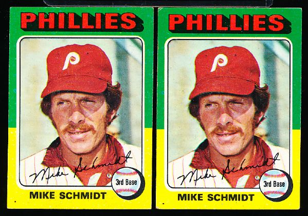 1975 Topps Bb- #70 Mike Schmidt, Philies- 2 Cards