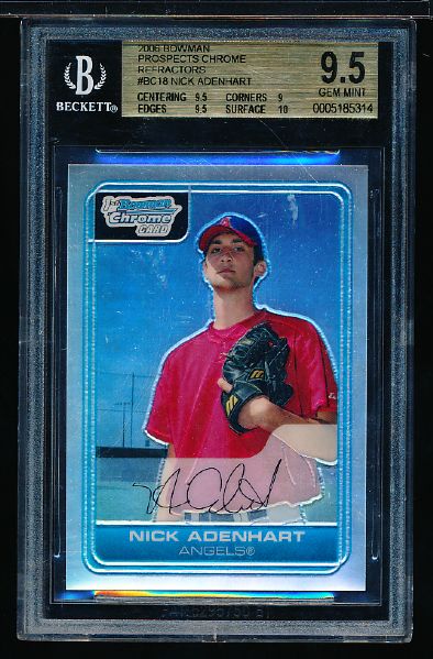 2006 Bowman Chrome Prospects Bb- “Refractor”- #BC18 Nick Adenhart, Angels- #35/500