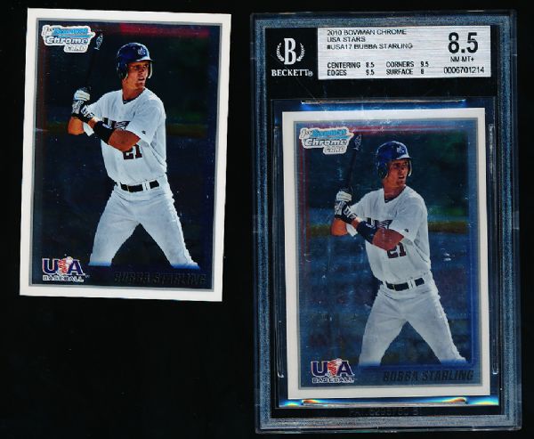 2010 Bowman Chrome Bb- “USA Stars”- #USA17 Bubba Starling- 2 Cards (1 Beckett Graded NM-MT+ 8.5)