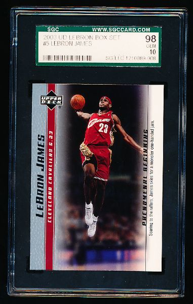 2003-04 Upper Deck LeBron James Phenomenal Beginnings- #5 LeBron James- SGC Graded Gem 98 (10)