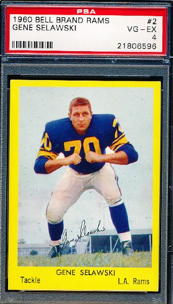 1960 Bell Brand Rams Fb- #2 Gene Selawski SP- PSA Vg-Ex 4 - One of only 2 ever graded by PSA