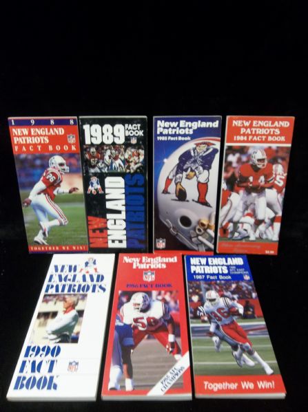 1984-‘90 New England Patriots Ftbl. Media Guides- 7 Diff.