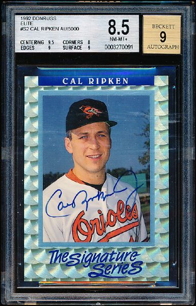 lot-detail-1992-donruss-elite-baseball-signature-series-s2-cal-ripken-jr-autographed-card