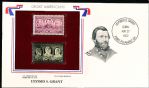 U.S. Postal Commemorative Society “Great Americans” Original & 22kt Gold Replica Stamp- U.S. Grant 3 Cent 2/18/37 Issue Stamp