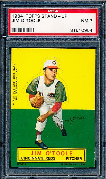 1964 Topps Baseball Stand-Up - Jim O’Toole, Reds- PSA Nm 7