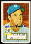 1952 Topps Bsbl. #215 Hank Bauer, Yankees- Autographed