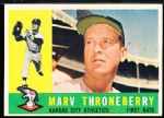 1960 Topps Bsbl. #436 Marv Throneberry, Athletics- Bright White Back Variation