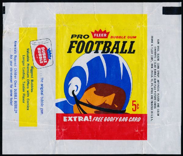 1963 Fleer Football- 5 Cent Wrapper- Dubble Bubble Side Panel