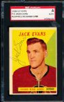 1958-59 Topps Hockey #31 Jack Evans, Black Hawks- Autographed- SGC Certified/ Slabbed