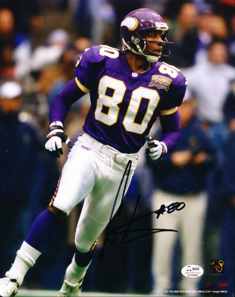 Cris Carter Autographed Minnesota Vikings Ftbl. Color 8” x 10” Photo- SGC Authenticated