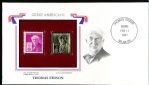 U.S. Postal Commemorative Society “Great Americans” Original & 22kt Gold Replica Stamp- Thomas Edison 3 Cent 2/11/47 Issue Stamp