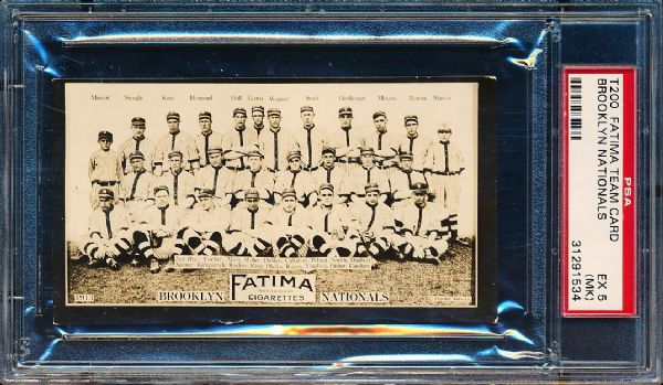 1913 T200 Fatima Team Card- Brooklyn Nationals- PSA Ex 5 (MK)