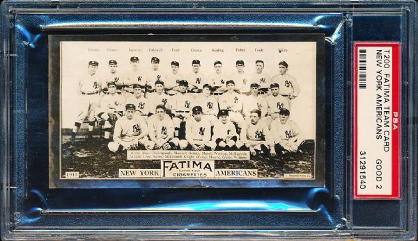 1913 T200 Fatima Team Card- New York Americans- PSA Good 2 