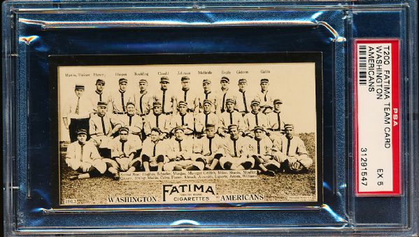 1913 T200 Fatima Team Card- Washington Americans- PSA Ex 5