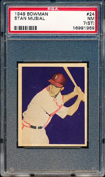 1949 Bowman Bb- #24 Stan Musial, Cardinals- PSA NM 7 (ST)