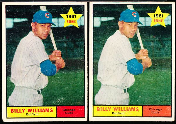 1961 Topps Bb- #141 Billy Williams, Cubs-Rookie!-  2 Cards
