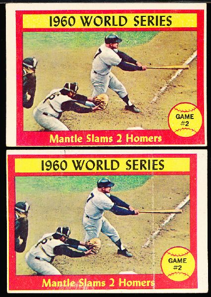 1961 Topps Bb - #307 Mickey Mantle World Series- 2 Cards